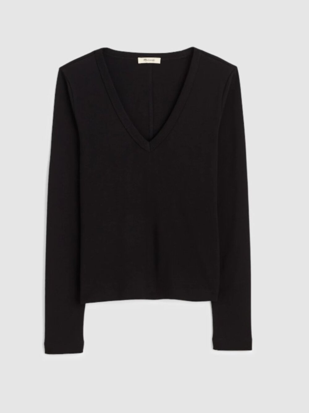 Madewell The '90s V-Neck Long-Sleeve Tee in Compact Cotton
